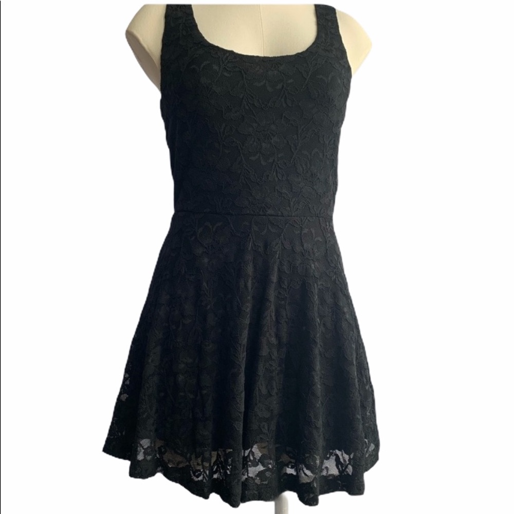 Dilema Black Floral Lace Dress Knee length XS